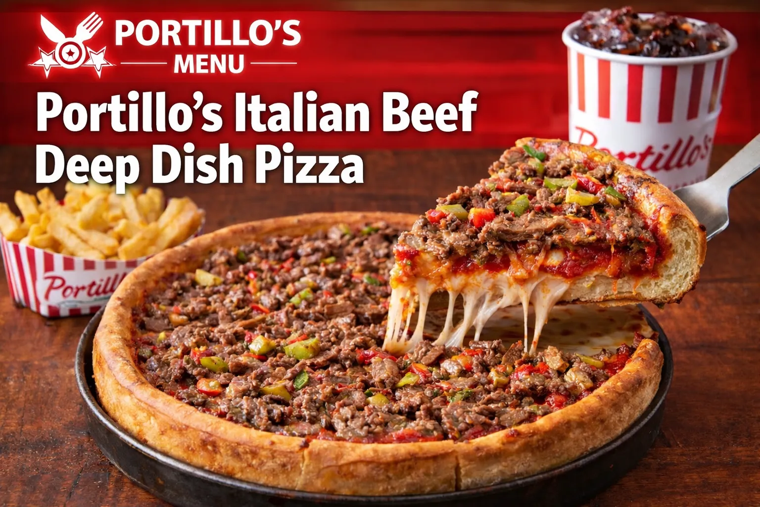 Portillo’s Italian Beef Deep Dish Pizza